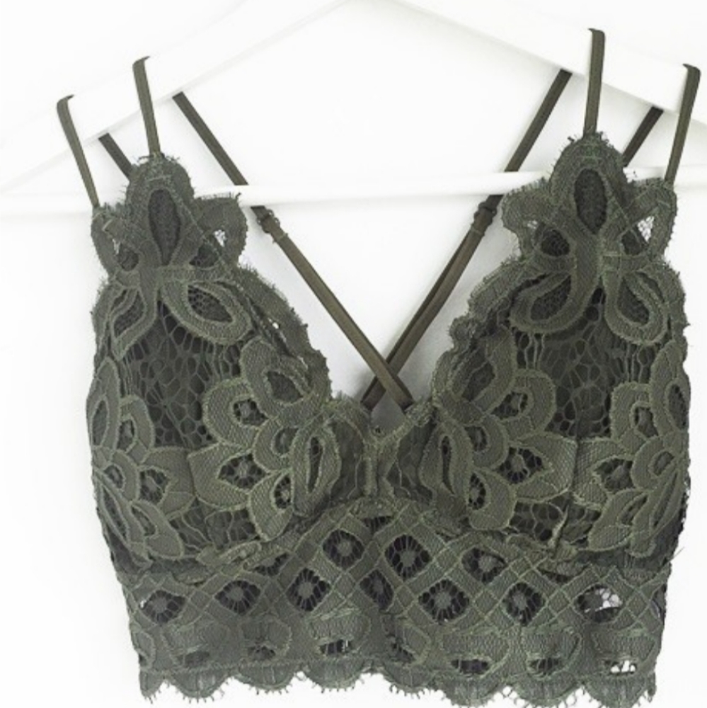 Dark Olive Lace Bralette